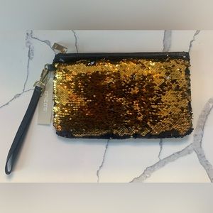 Chico’s Black and Gold Sequin Reversible clutch - NWT